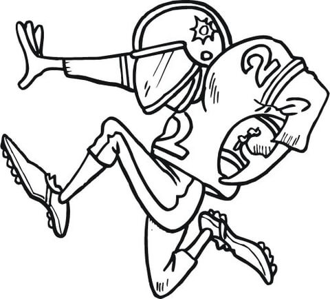 Running Football Player Coloring Page